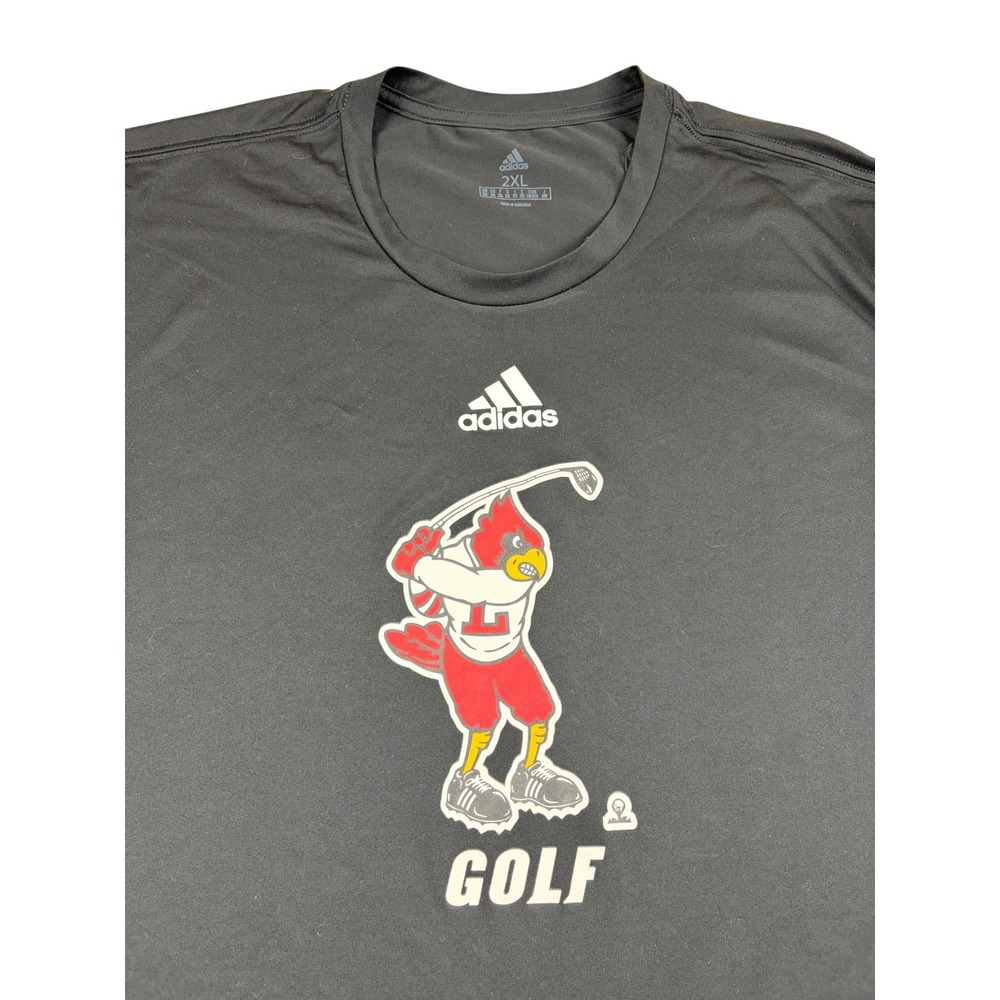 Adidas Louisville Cardinals Golf Shirt Mens 2XL Black AEROREADY Performance Tee